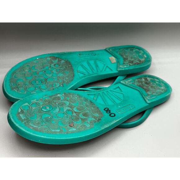 COACH Landon Green Stripe Flip Flop Sandals Shoes 8B - Picture 5 of 5